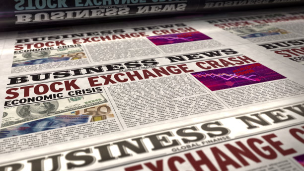 商业评论报纸与股票交易所崩溃印刷图片下载