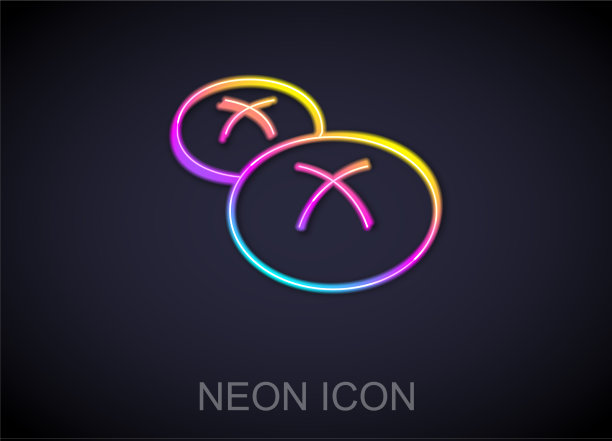 发光的霓虹灯线面包面包条图标孤立上图片下载