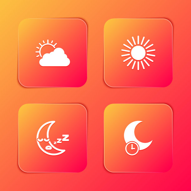 日落和云天气月亮图标和图片下载