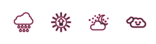 集线云与雨，月亮和星星日落图片下载