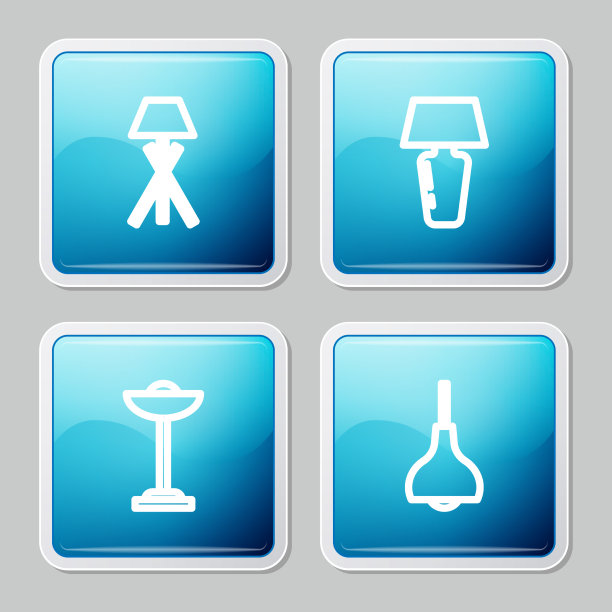 设置行落地灯、台灯和吊灯图标图片下载