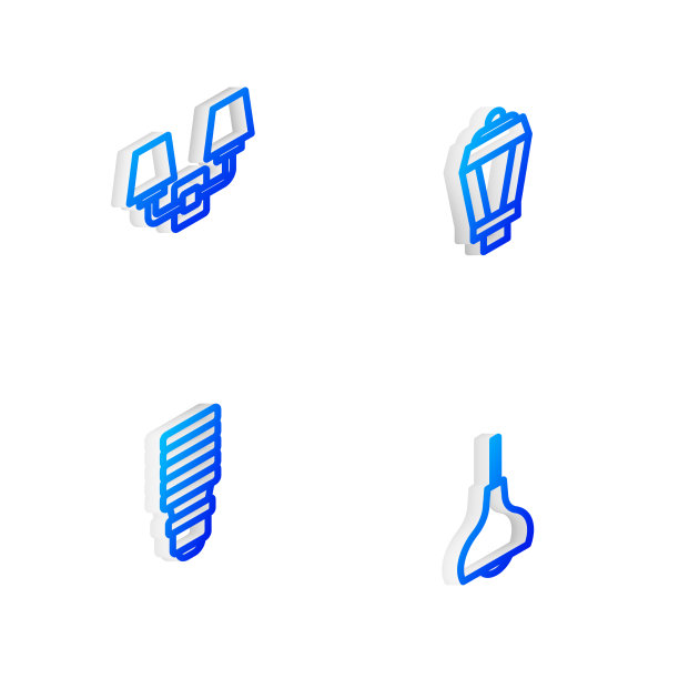 设置等距线花园灯或灯墙图片下载