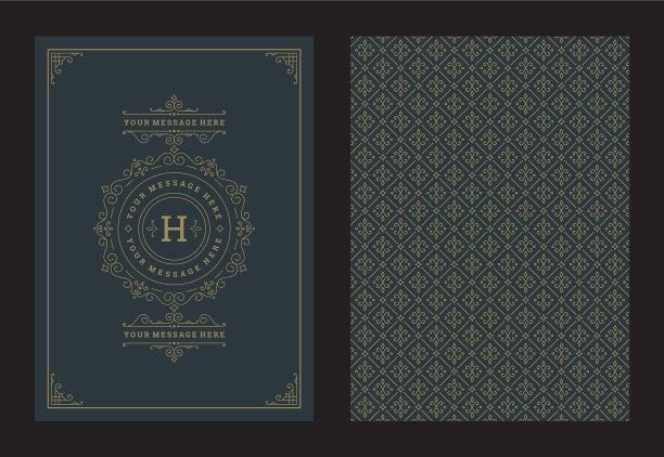 复古装饰贺卡，书法华丽图片下载