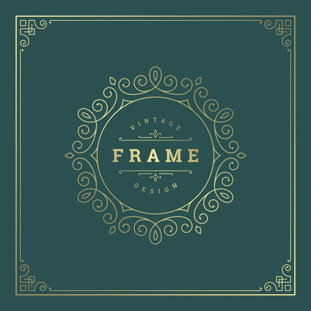 复古花饰旋涡线框图片下载