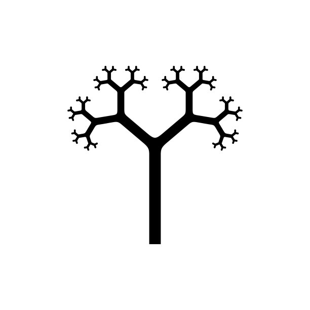 树剪影图标与分形的分支图片下载