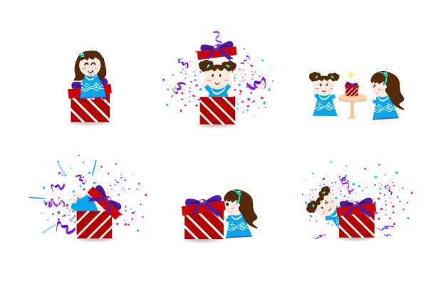 可爱的孩子与庆祝日惊喜图片下载