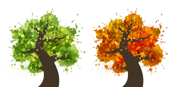 绿树和橙树图标集图片下载