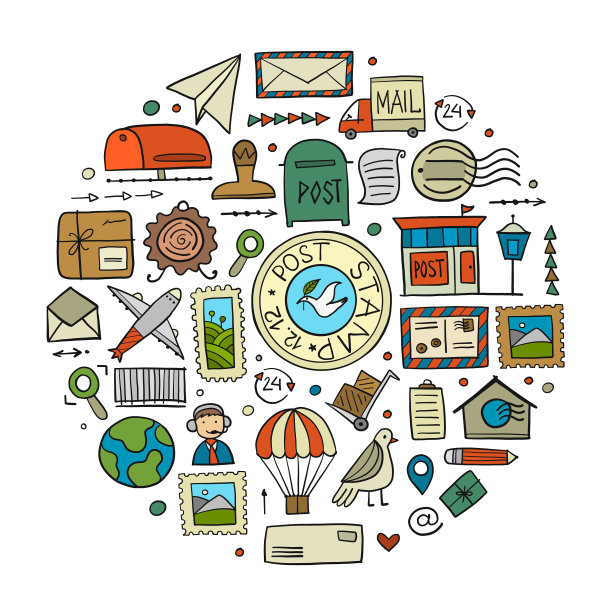 邮政图标收藏艺术背景图片下载