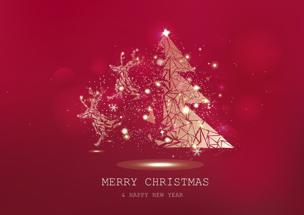 圣诞快乐，多边形驯鹿图片下载