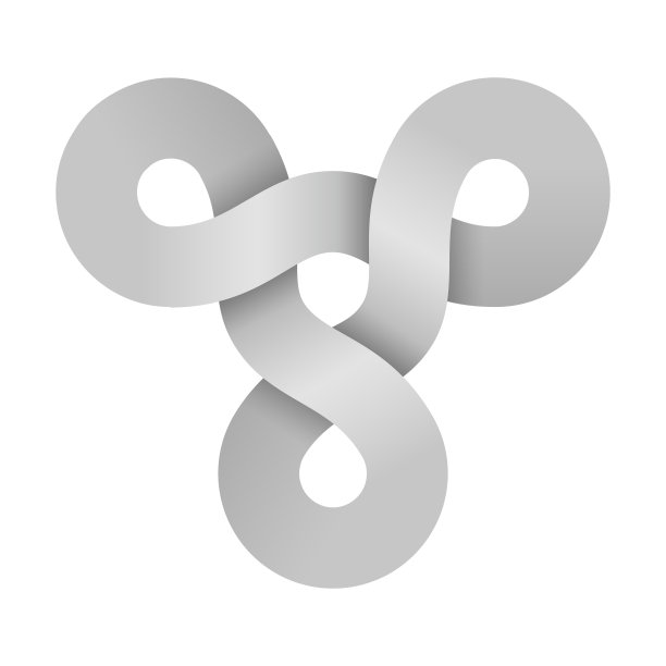 三角结标志由三个相连的环组成。现代风格化的ram头符号。图片下载