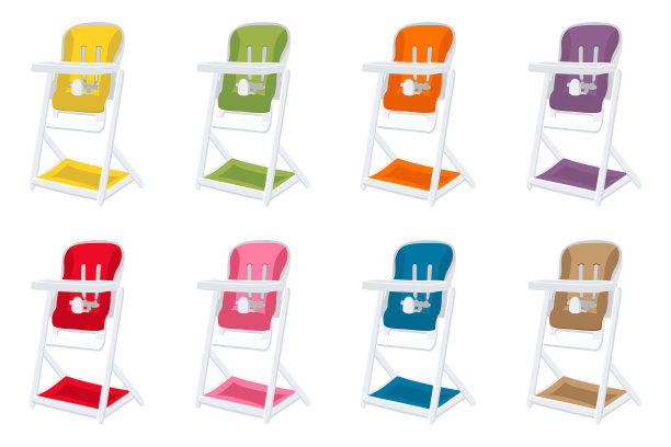 主题上五颜六色的现代儿童高椅图片下载