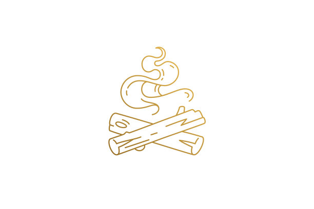 篝火与燃烧的原木轮廓线性图片下载