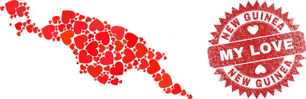 我的爱人刮了邮票印章和新几内亚地图图片下载