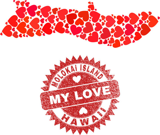 我最爱的垃圾邮票印章和莫洛凯岛地图图片下载