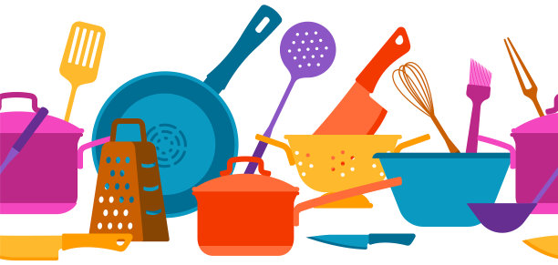 无缝图案与厨房用具图片下载