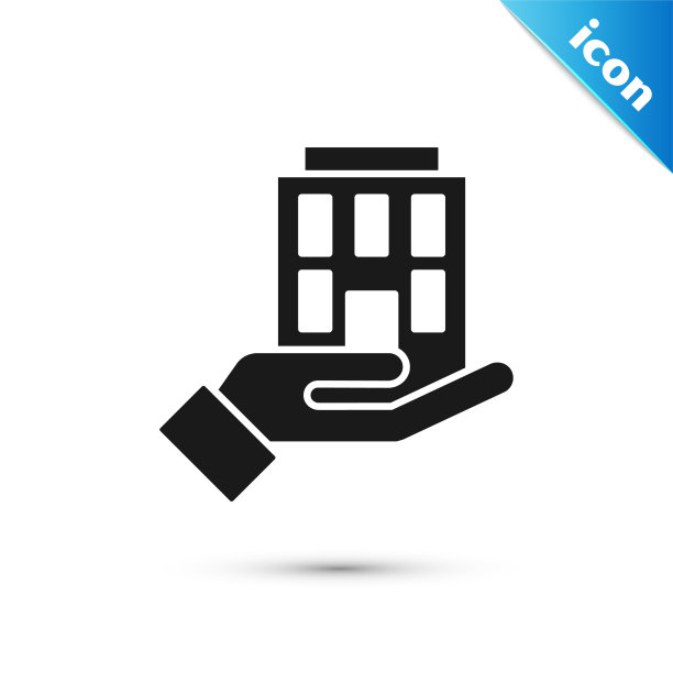 灰色房子在手图标孤立在白色图片下载