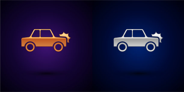 金色和银色汽车图标孤立在黑色图片下载