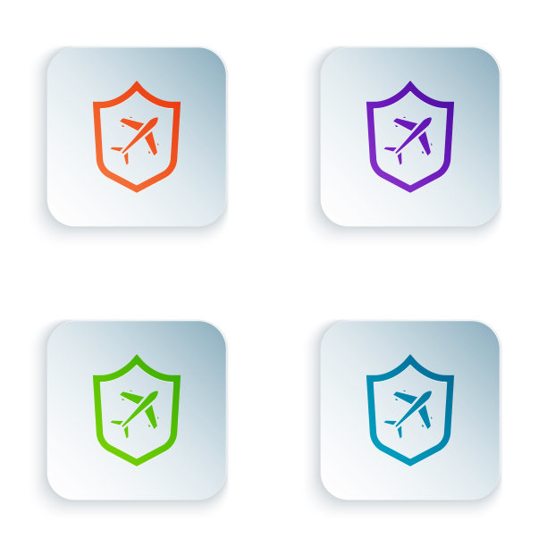 彩色平面与屏蔽图标隔离在白色图片下载