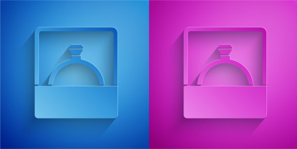 纸切割钻石订婚戒指图标隔离图片下载