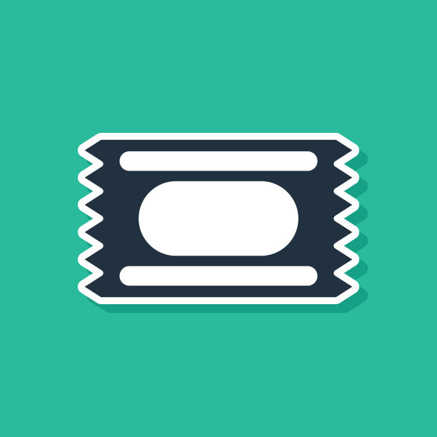 蓝色马戏团票图标孤立在绿色图片下载