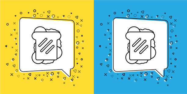 设置线三明治图标隔离在黄色和蓝色图片下载