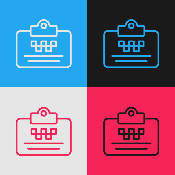 流行艺术线出租车司机执照图标孤立上图片下载