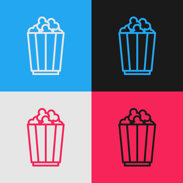 流行艺术线爆米花在纸板盒图标图片下载