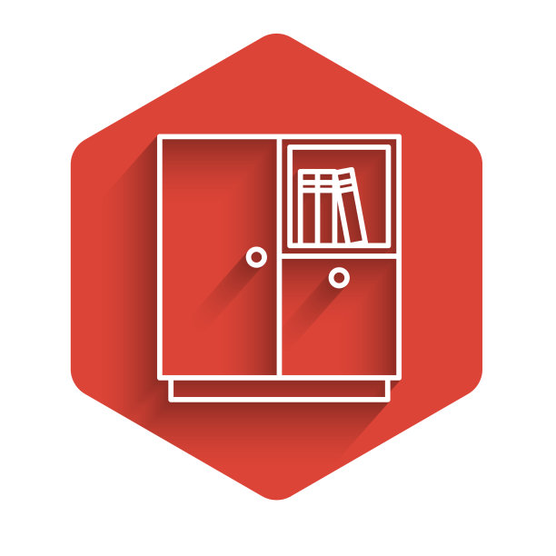 白色线衣橱图标孤立与长影子图片下载