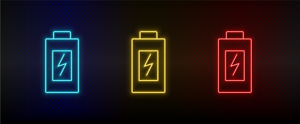 霓虹图标设置电池充电设置红蓝色图片下载