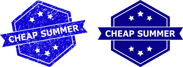 六角便宜的夏季邮票与不洁的纹理图片下载