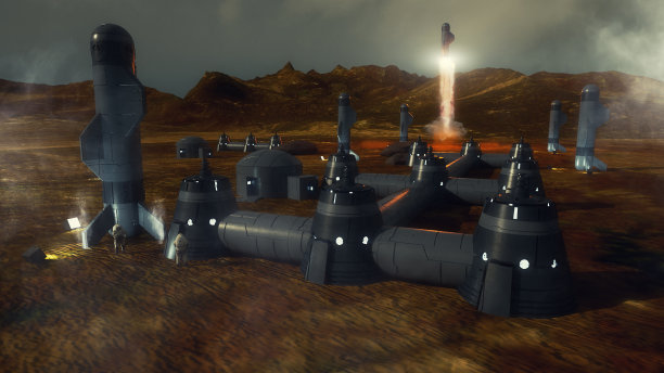 3 d渲染。人类在一个星球上的殖民地图片下载