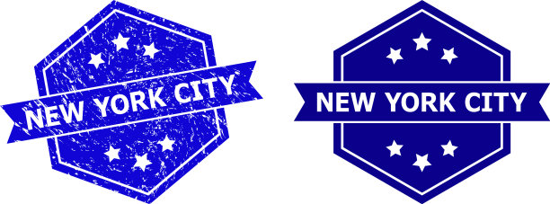 不洁风格的六角形纽约市印章图片下载