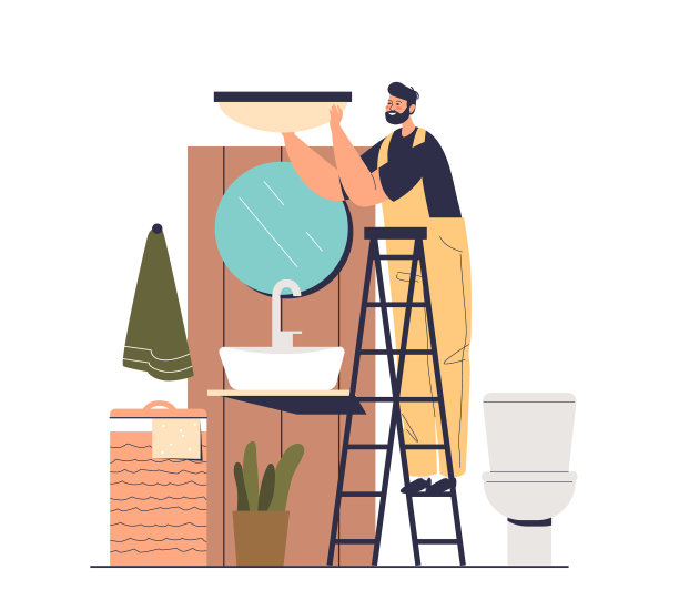 电工在浴室安装新图片下载