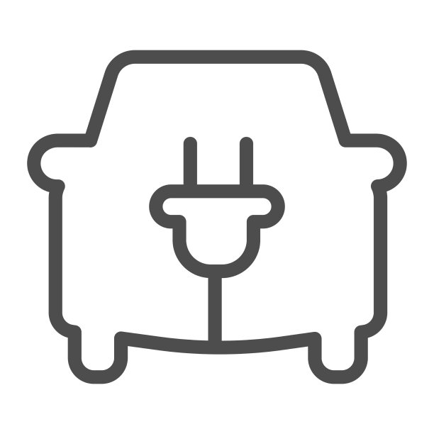汽车和电线与插头线图标电动汽车图片下载