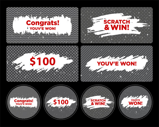 矢量集的刮刮和赢卡/彩票/刮刮撕裂的痕迹效果。图片下载