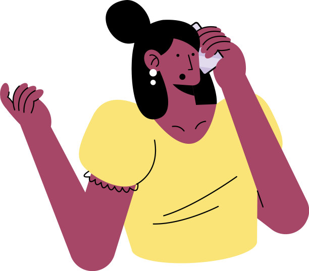 非洲裔年轻女子用智能手机角色打电话图片下载