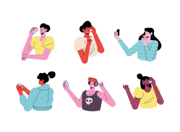 年轻的六个人穿着科技人物图片下载