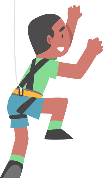 微笑的男孩爬墙的孩子攀岩性格图片下载