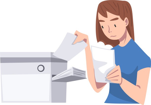 年轻女子作为办公室职员打印文件图片下载