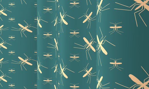 蚊子剪影图标作为纹理在波浪表面图片下载