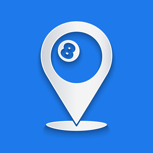 剪纸地图指针与台球台球斯诺克图片下载