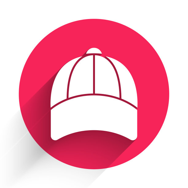 白色棒球帽图标孤立与长影子图片下载