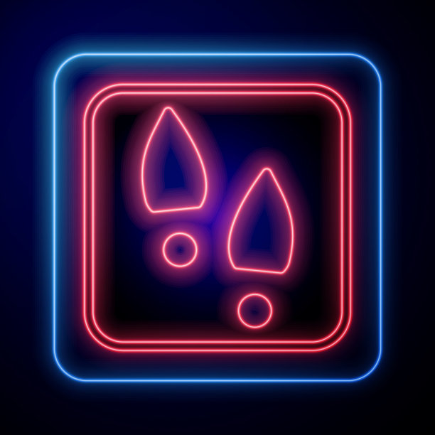 发光的霓虹灯，人的脚印，鞋子图标孤立图片下载