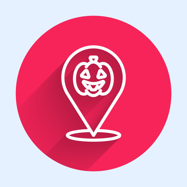 白色线南瓜图标孤立与长影子图片下载