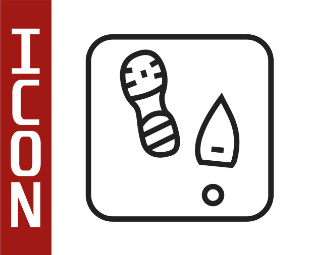 黑线人类脚印鞋图标孤立上图片下载