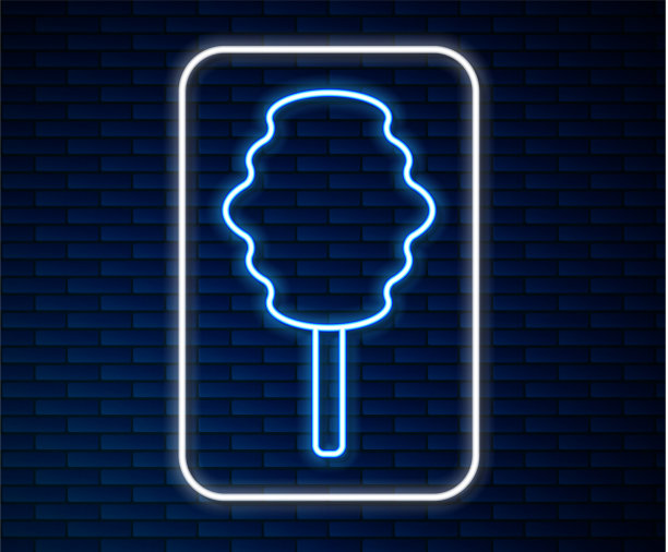 发光的霓虹线棉花糖图标孤立上图片下载