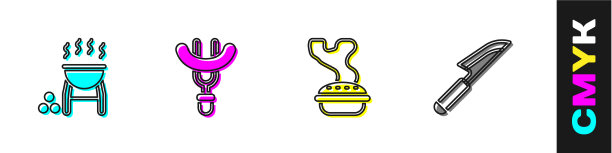 用自制的叉子烧烤香肠图片下载