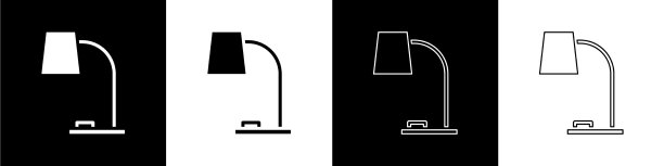 设置台灯图标隔离在黑色和白色图片下载