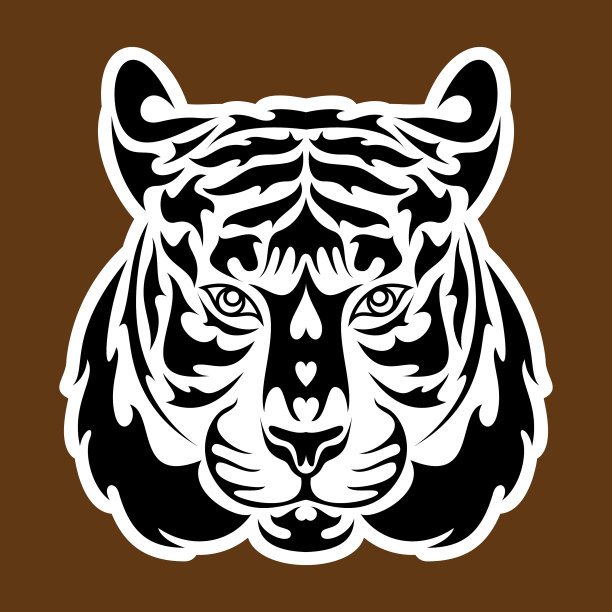 手绘抽象肖像老虎贴纸图片下载