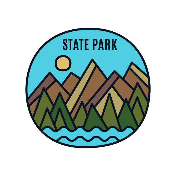 复古州公园标志冒险徽章设计图片下载